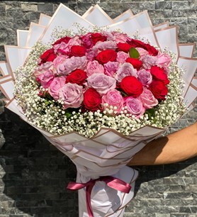 41 Adet Renkli Gül Buketi
