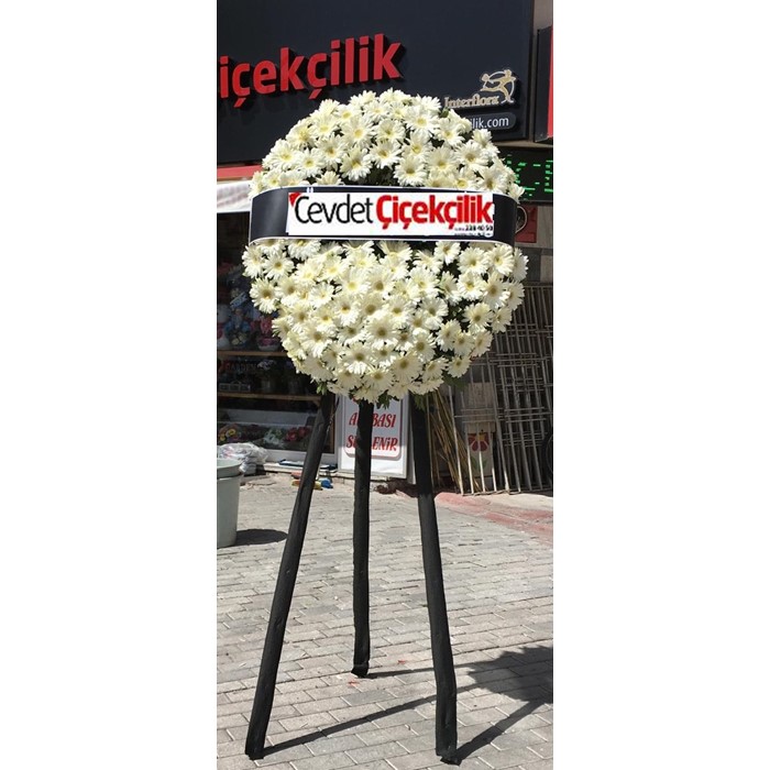 Cenaze Çelengi Beyaz Cerbela