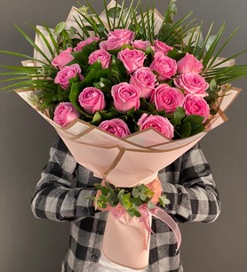 20 Adet Pembe İthal Gül Buketim
