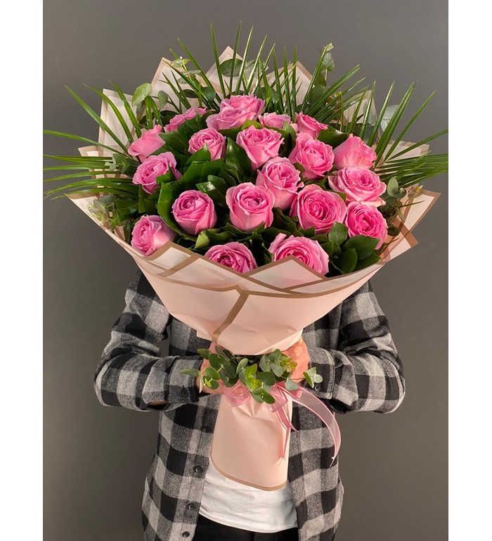 20 Adet Pembe İthal Gül Buketim
