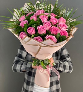 20 Adet Pembe İthal Gül Buketim