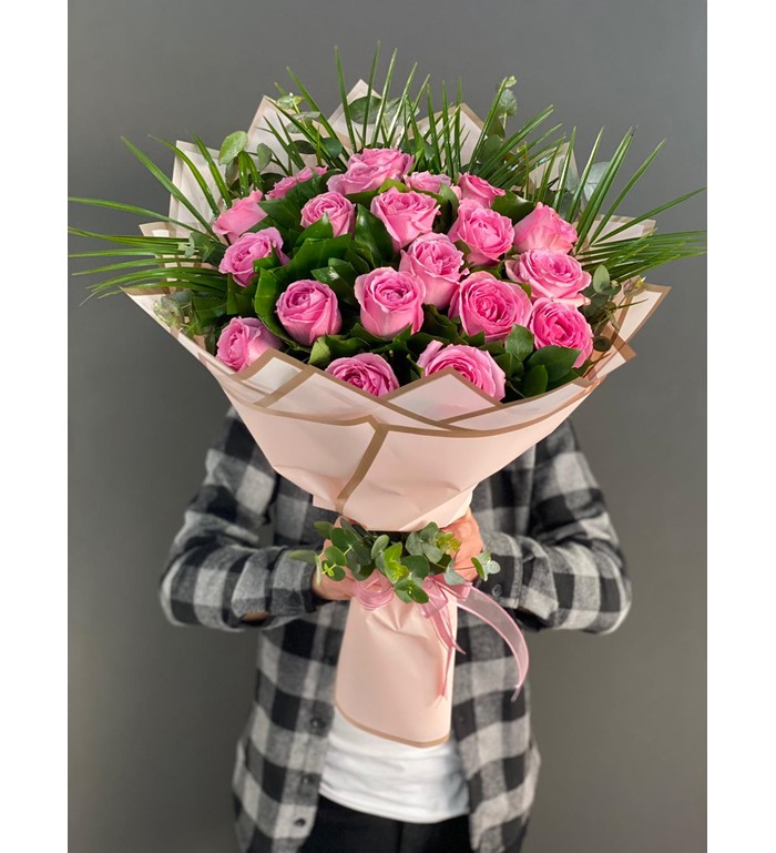 20 Adet Pembe İthal Gül Buketim