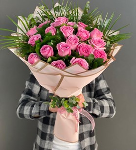 20 Adet Pembe İthal Gül Buketim